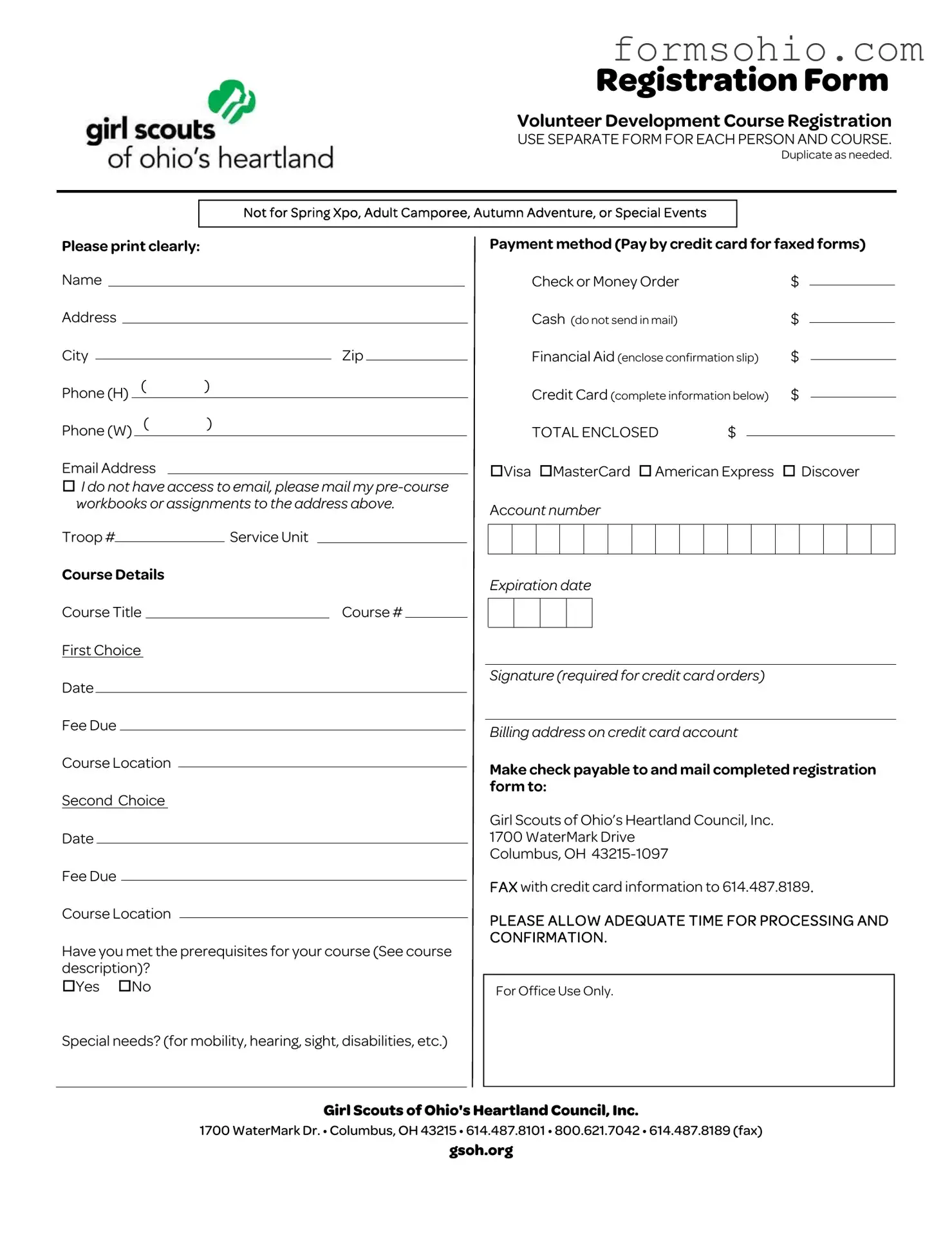 Fill a Valid Girl Scout Registration Ohio Form