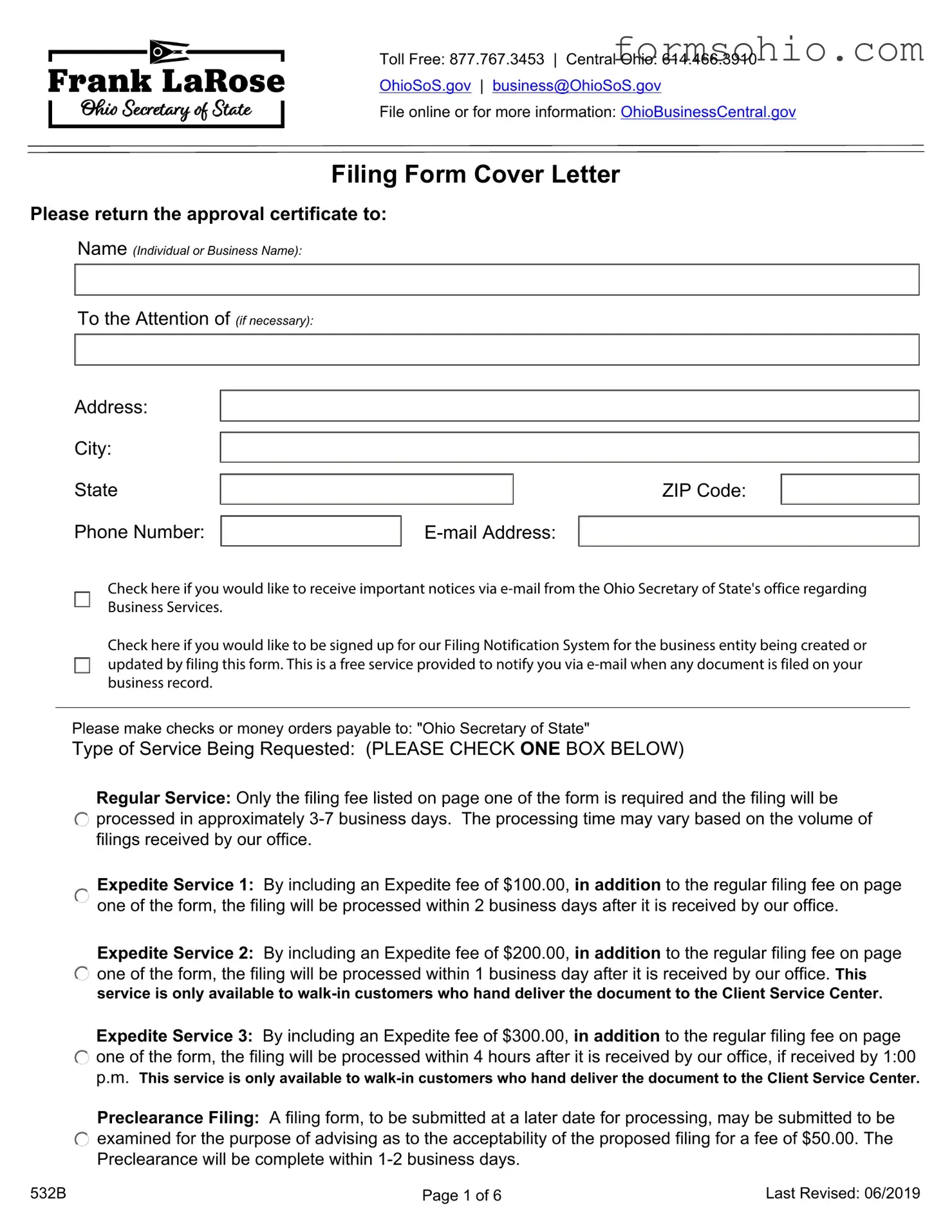 Fill a Valid Ohio 532B Form