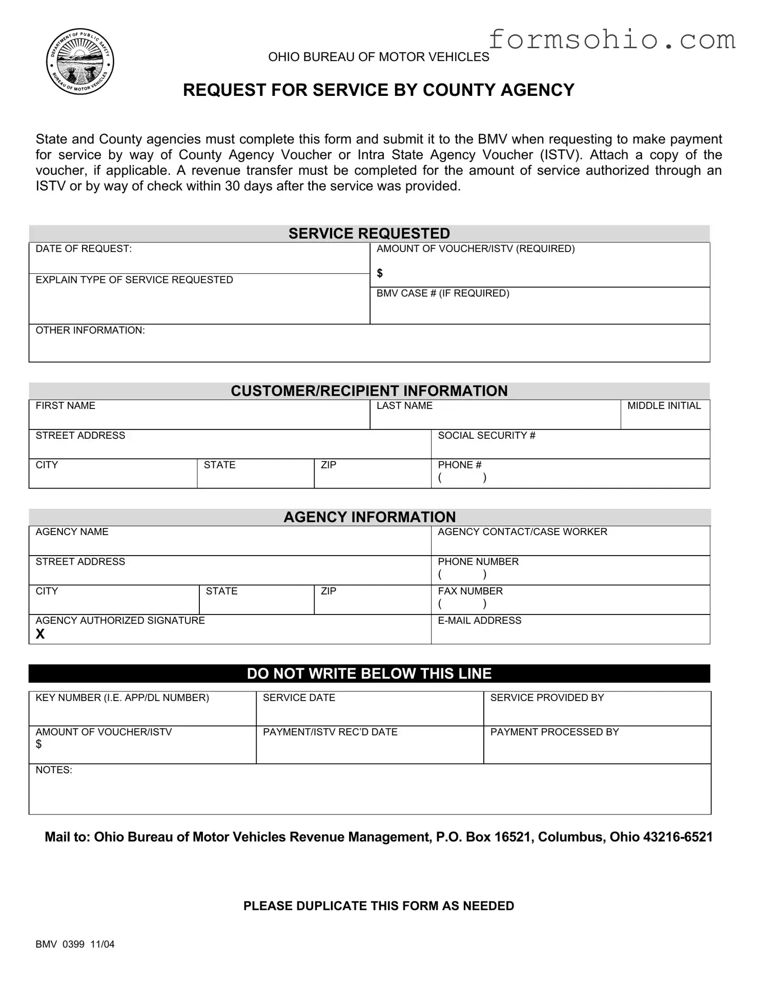 Fill a Valid Ohio Bmv 0399 Form