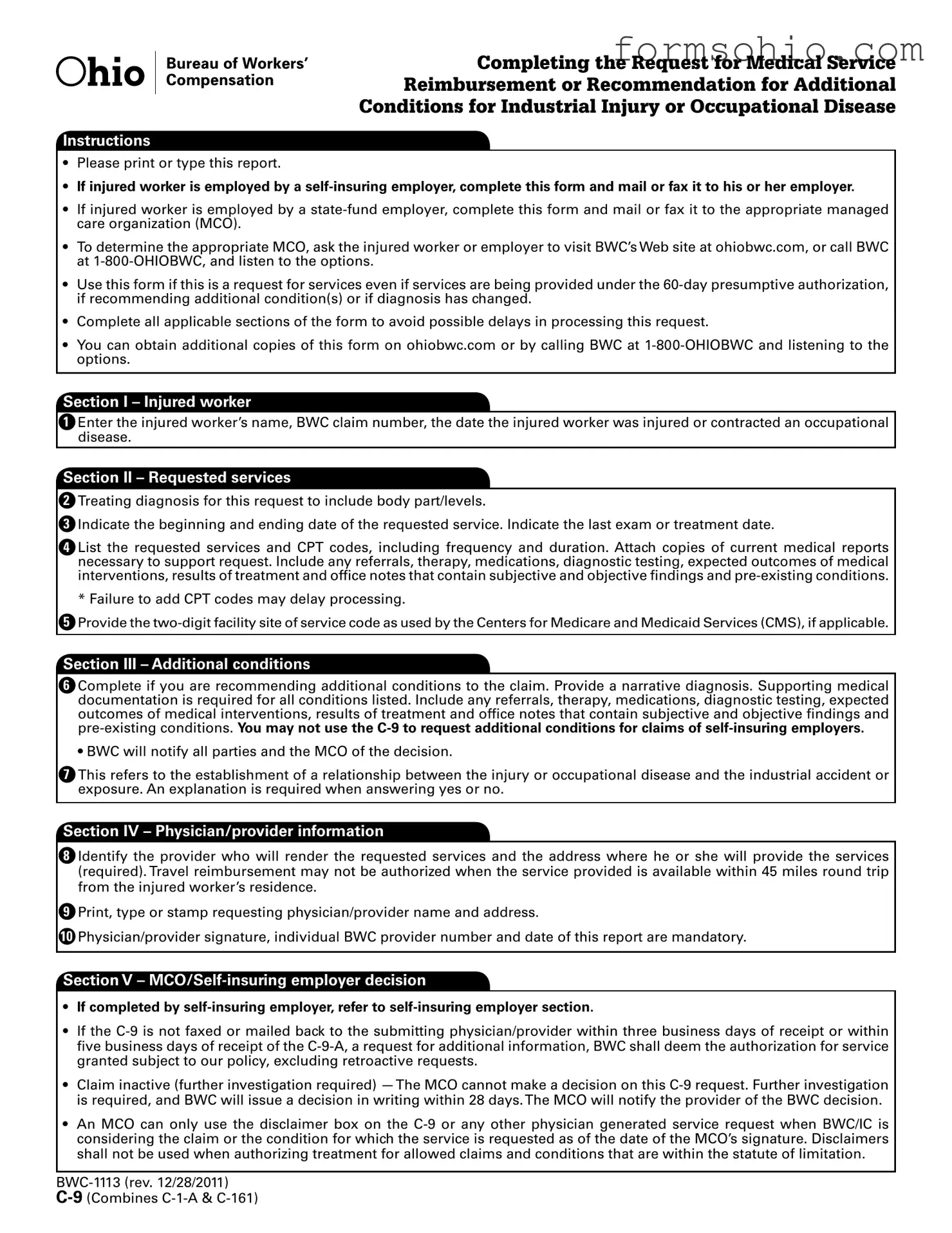 Fill a Valid Ohio Bwc Writable C 9 Form