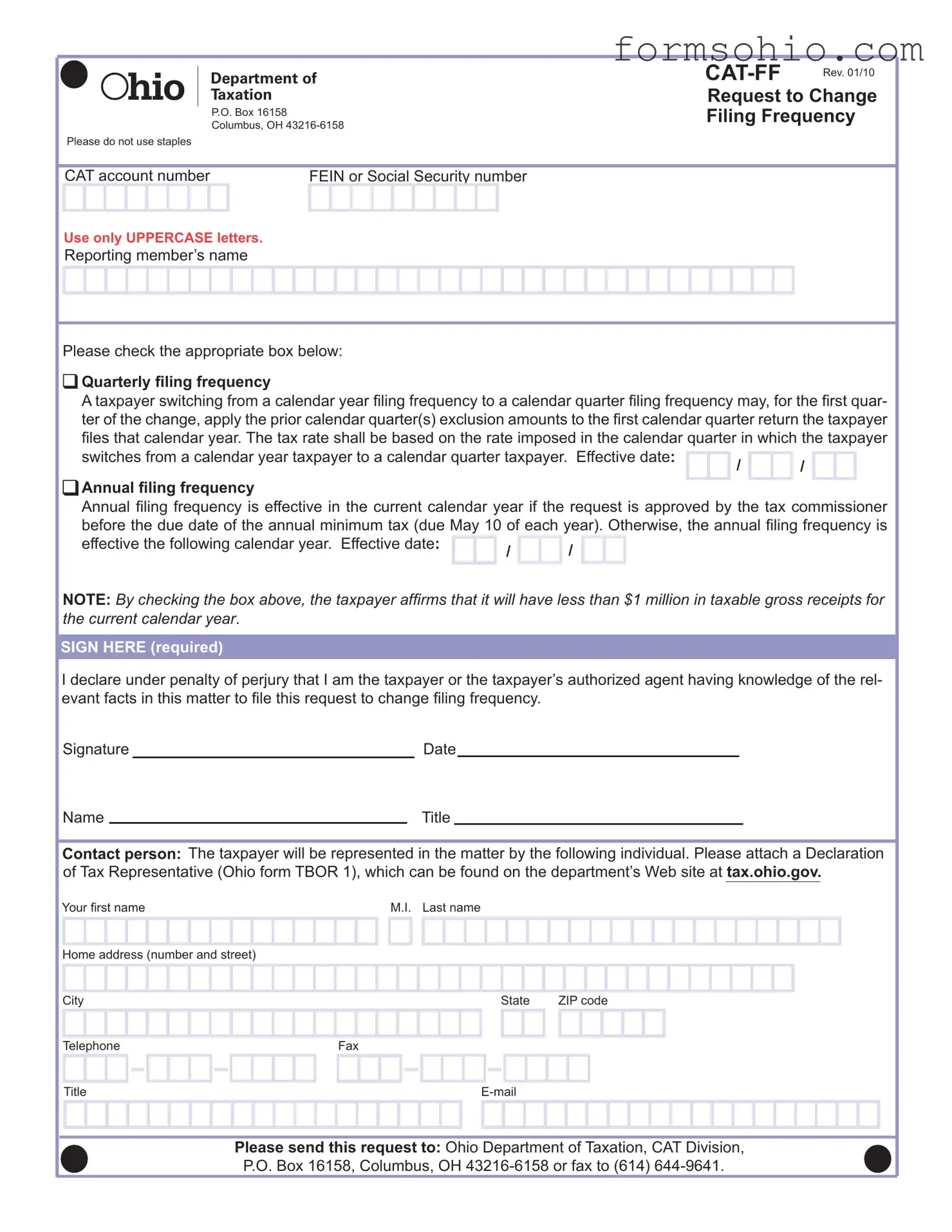 Fill a Valid Ohio Cat Ff Form