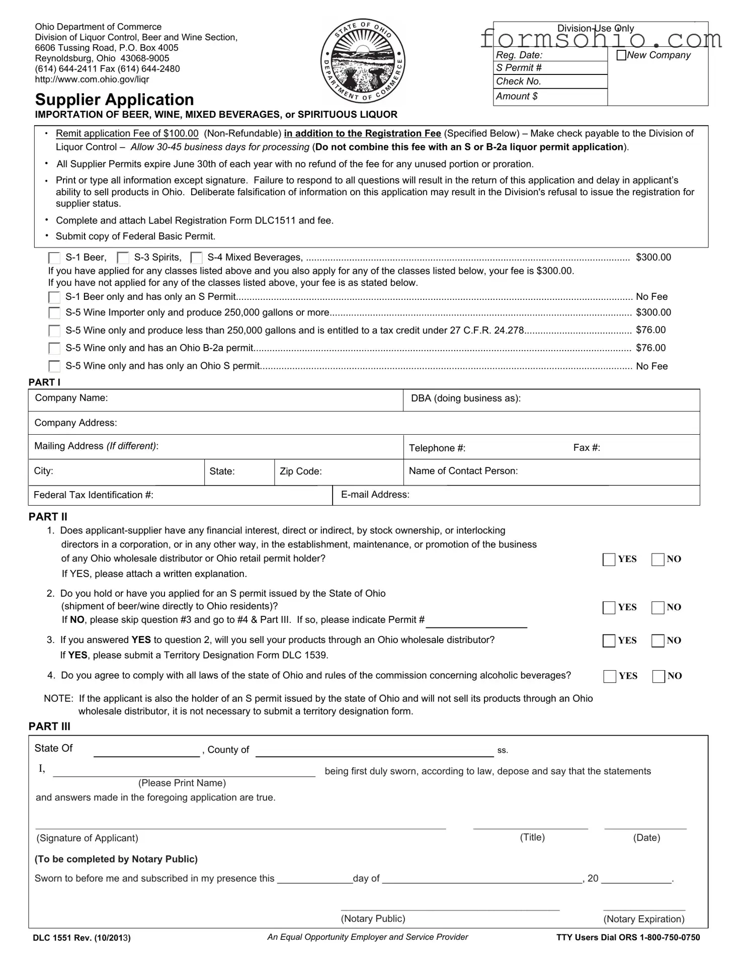 Fill a Valid Ohio Dlc 1551 Form