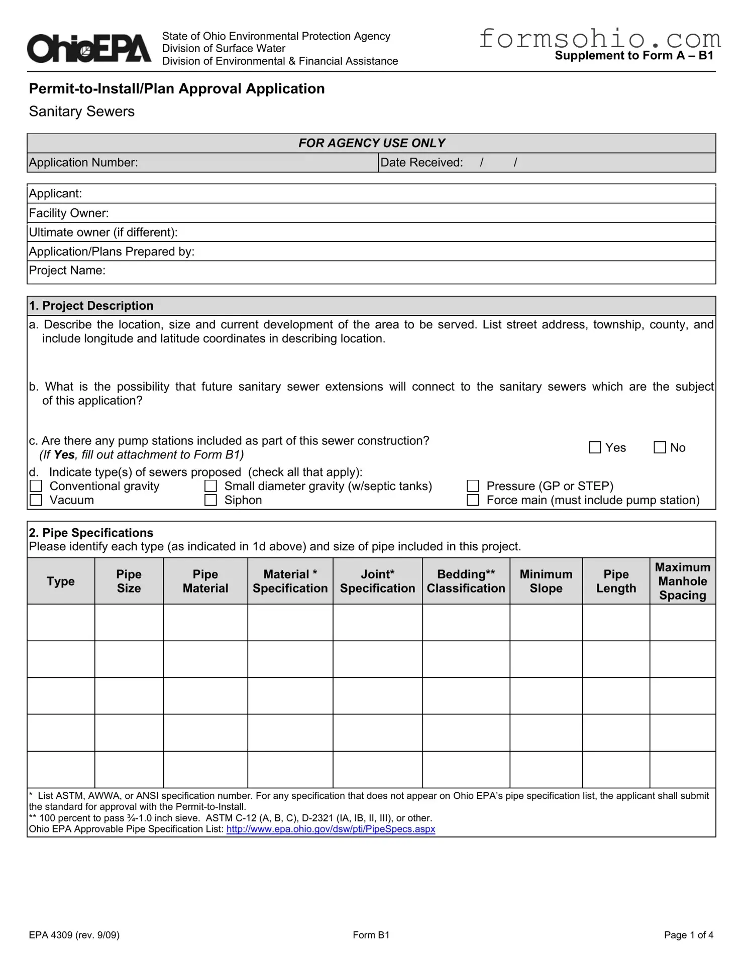 Fill a Valid Ohio Epa 4309 Form