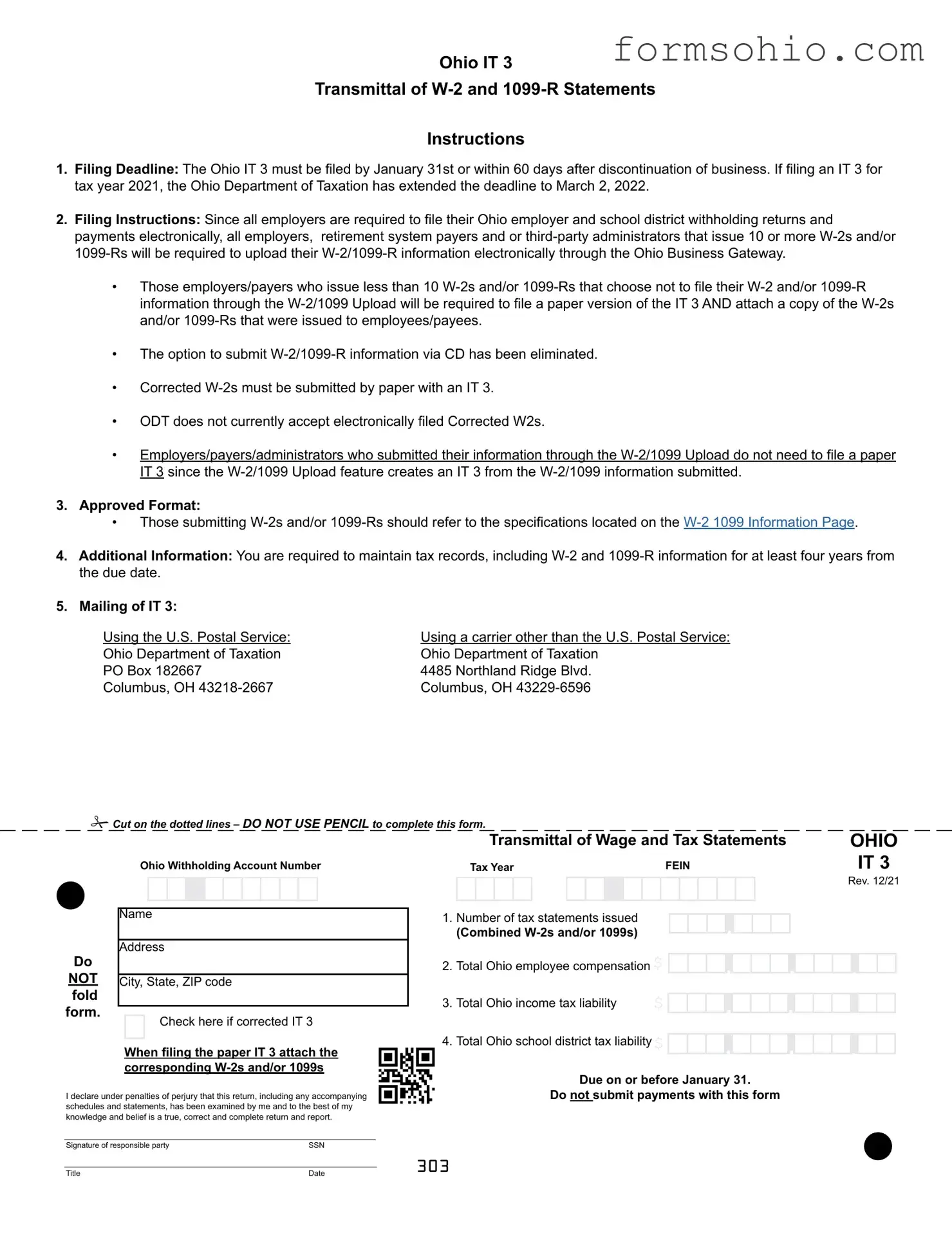Fill a Valid Ohio It 3 Form