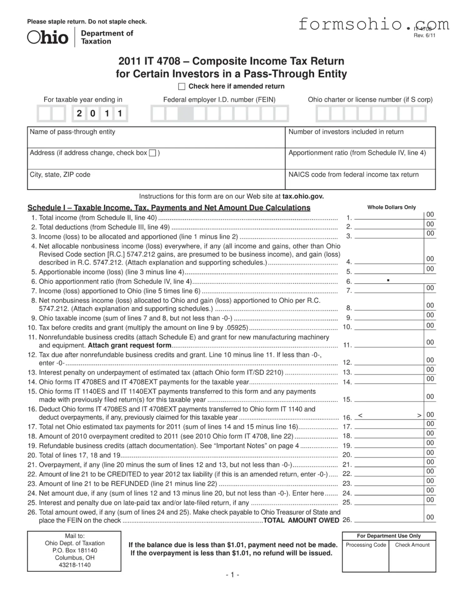 Fill a Valid Ohio It 4708 Form