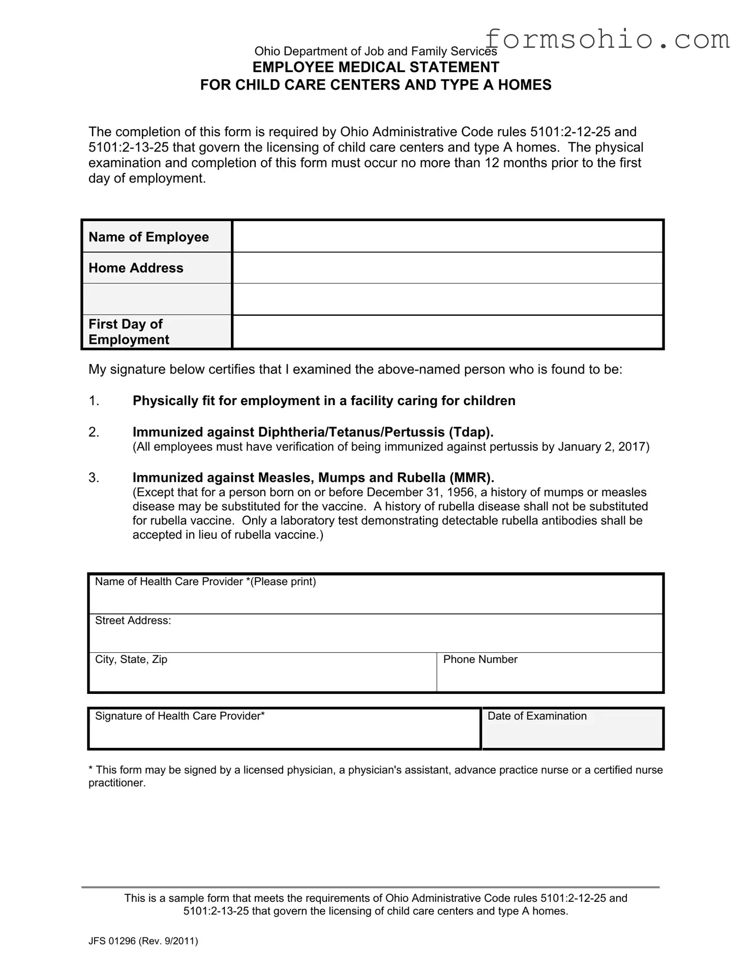 Fill a Valid Ohio Jfs 01296 Form