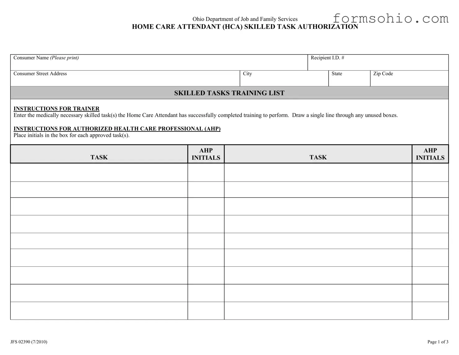 Fill a Valid Ohio Jfs 02390 Form