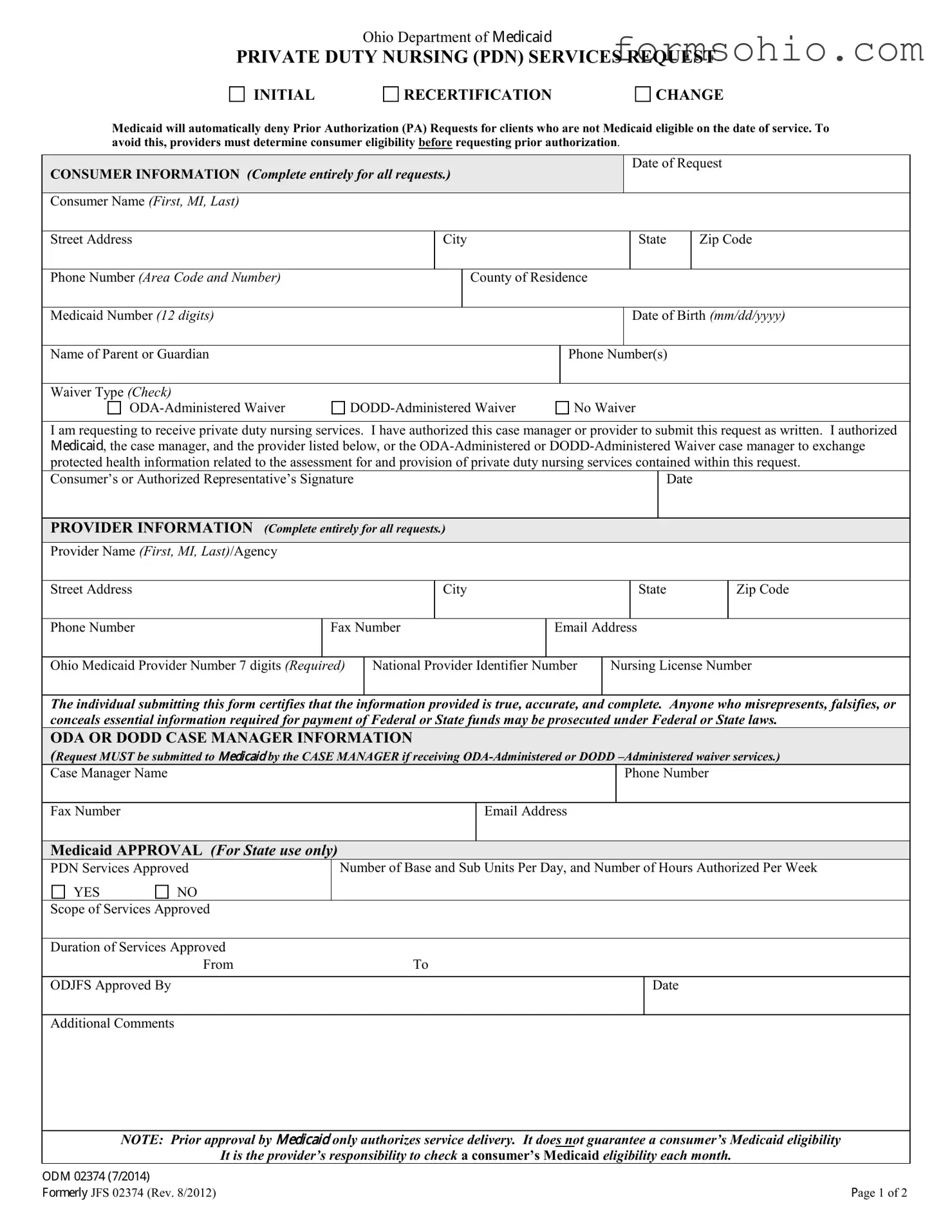 Fill a Valid Ohio Odm 02374 Form