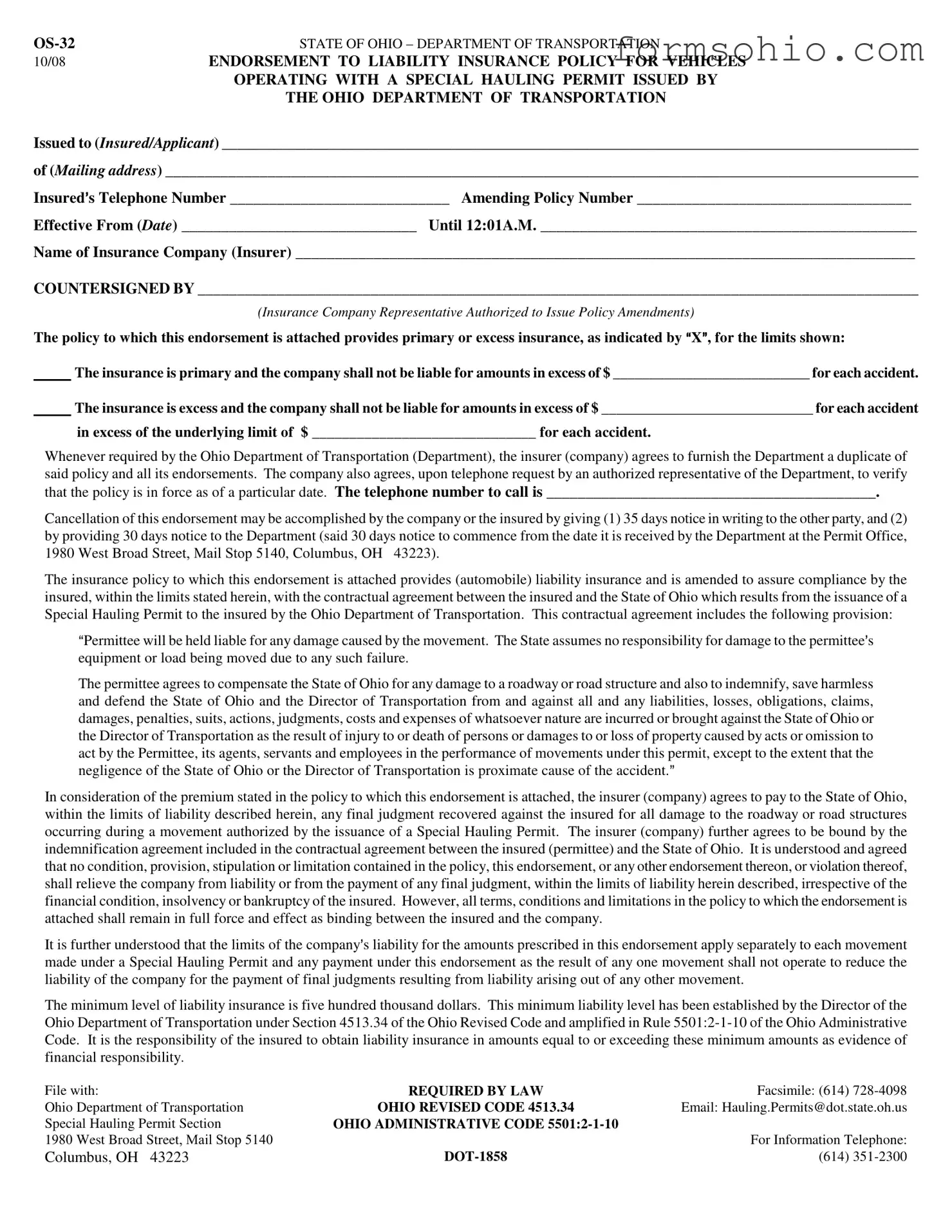 Fill a Valid Ohio Os 32 Form