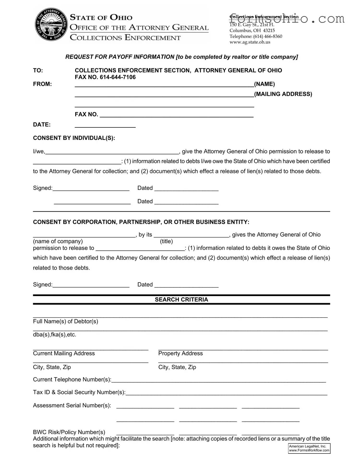 Fill a Valid Ohio Payoff Form