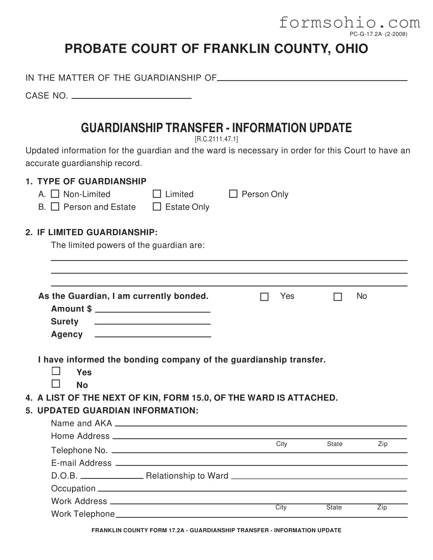 Fill a Valid Ohio Pc G 17 2A Form