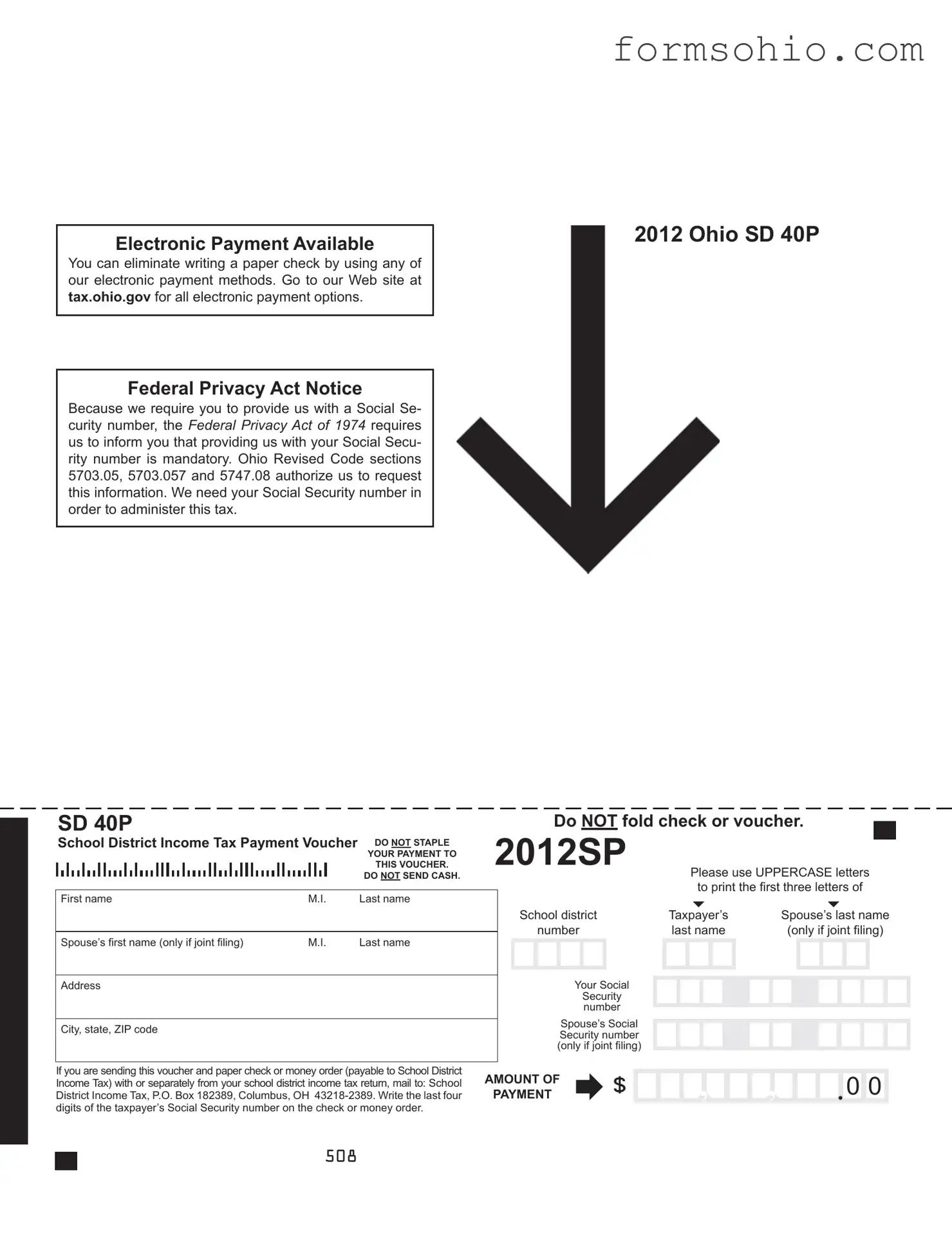 Fill a Valid Ohio Sd 40P Form