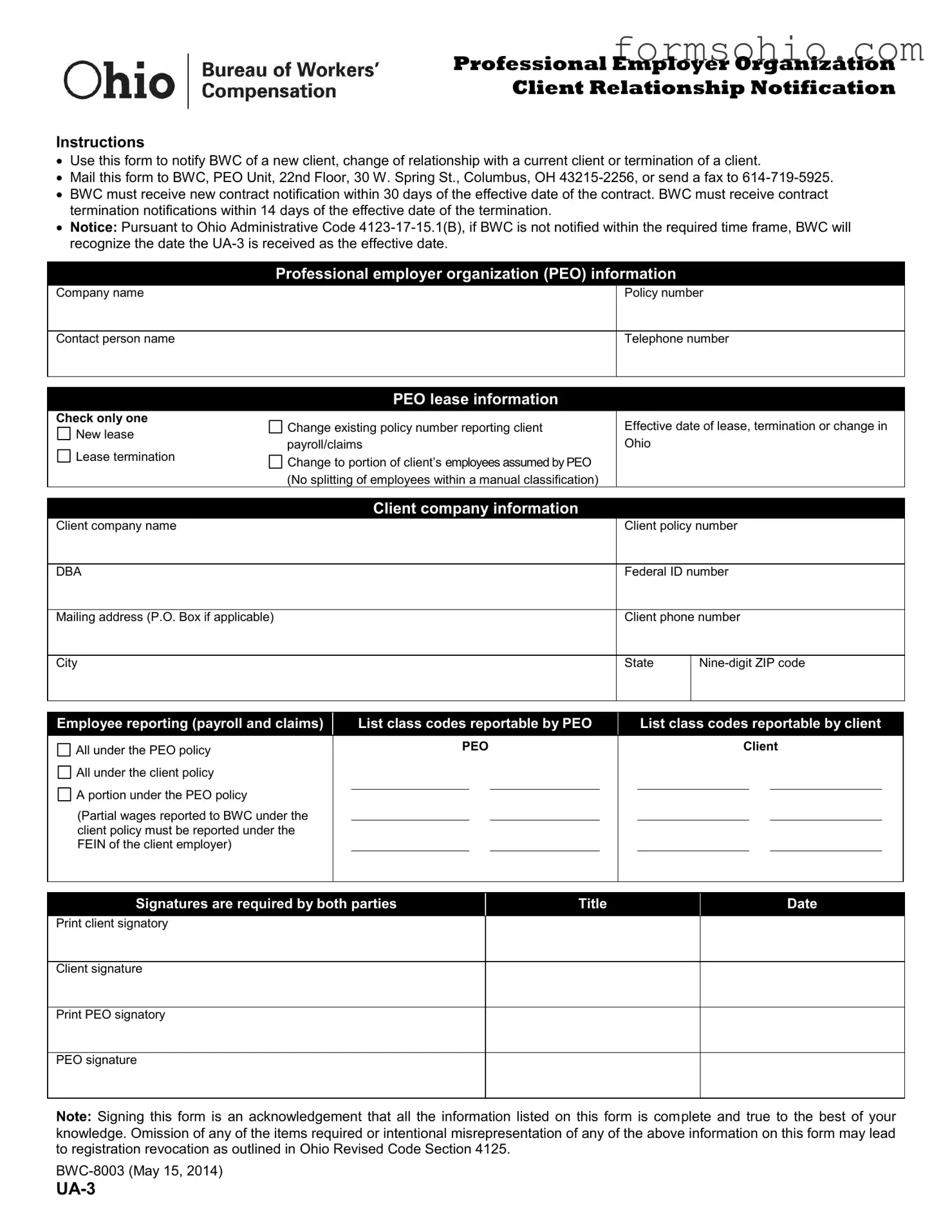 Fill a Valid Ohio Ua 3 Form