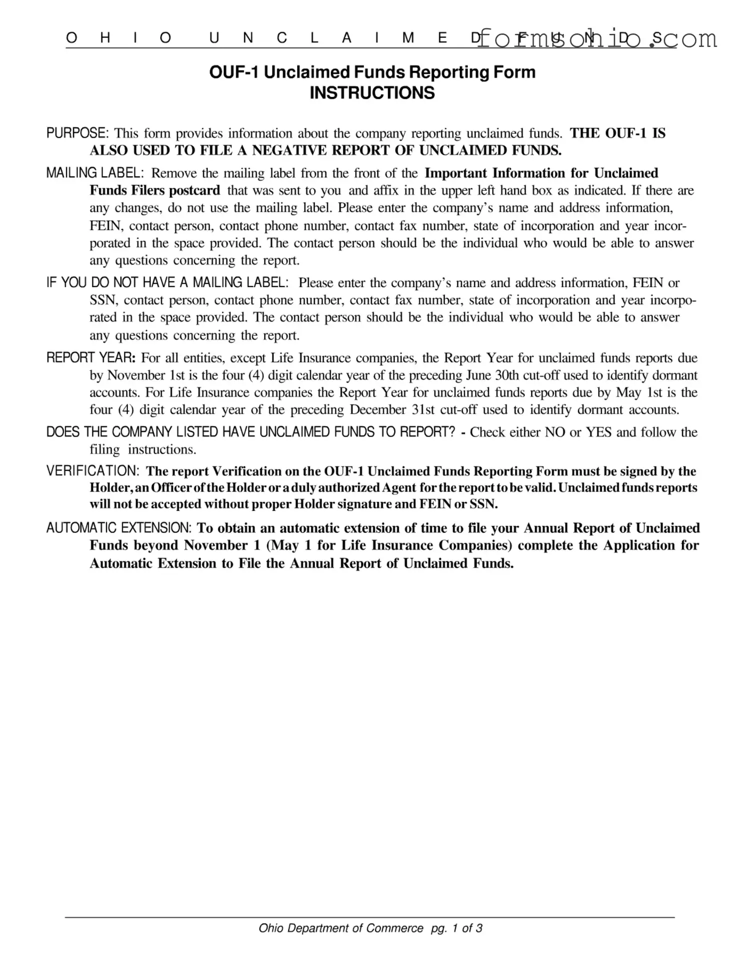 Fill a Valid Ohio Unclaimed Form