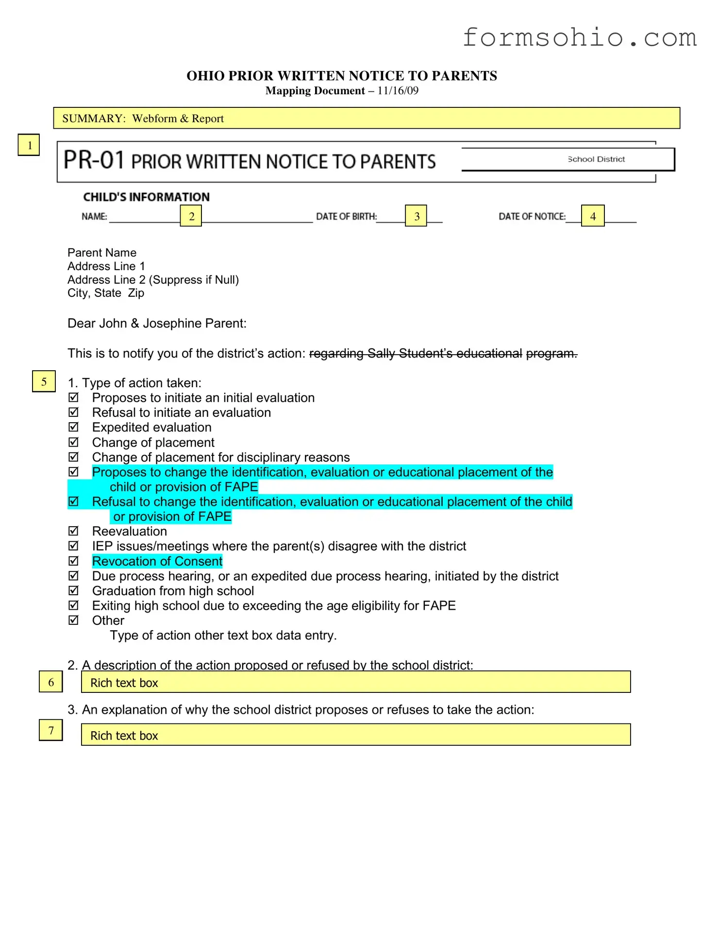 Fill a Valid Prior Written Notice Ohio Form
