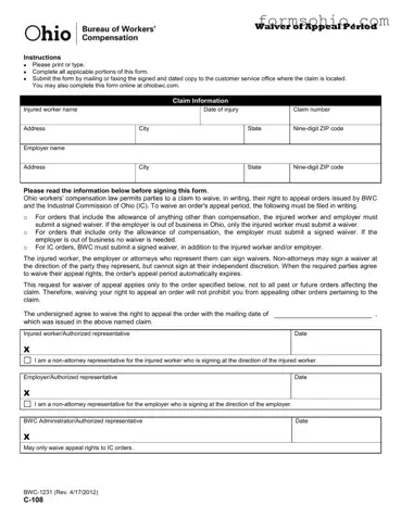 Fill a Valid C 108 Ohio Form