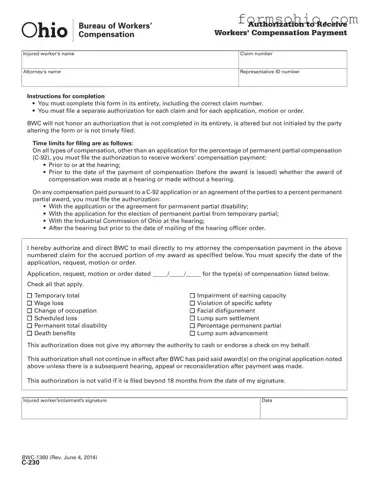 Fill a Valid C 230 Ohio Form