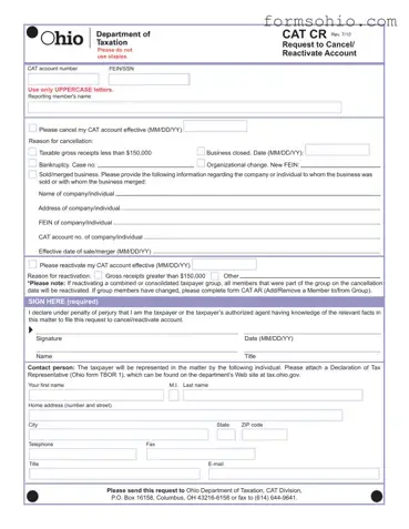 Fill a Valid Cat Cr Ohio Form
