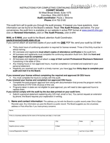 Fill a Valid Cswmft Ohio Gov Form