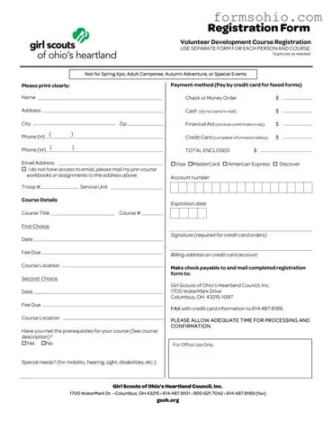Fill a Valid Girl Scout Registration Ohio Form