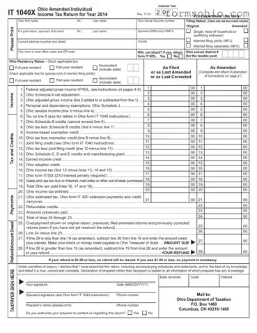 Fill a Valid It 1040X Ohio Form
