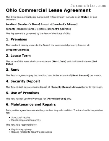 Printable Commercial Lease Agreement Template for the State of Ohio