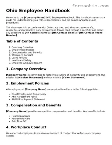 Printable Employee Handbook Template for the State of Ohio