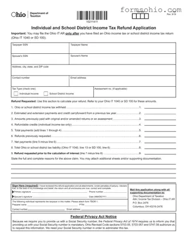 Fill a Valid Ohio It Ar Form