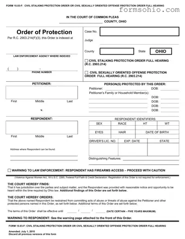 Fill a Valid Ohio Order Of Protection Form