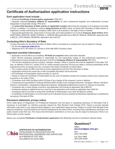 Fill a Valid Ohio Pes 3011 Form