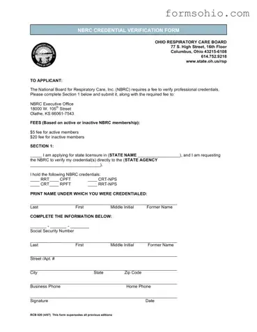 Fill a Valid Ohio Rcb 020 Form