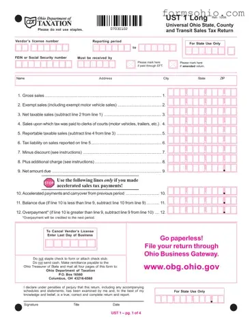 Fill a Valid Ohio Ust 1 Form